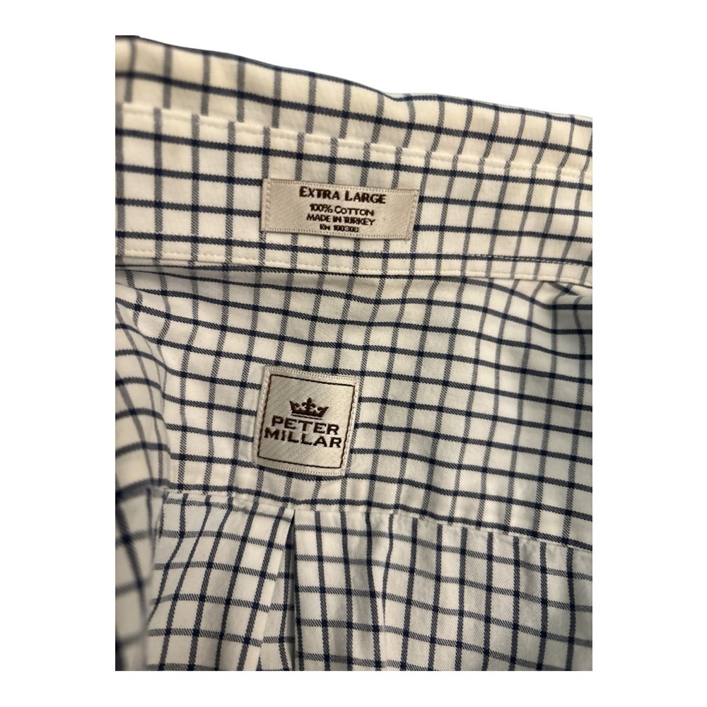 Peter Millar Black and White Checkered Casual Button Down Shirt - Picture 3 of 3